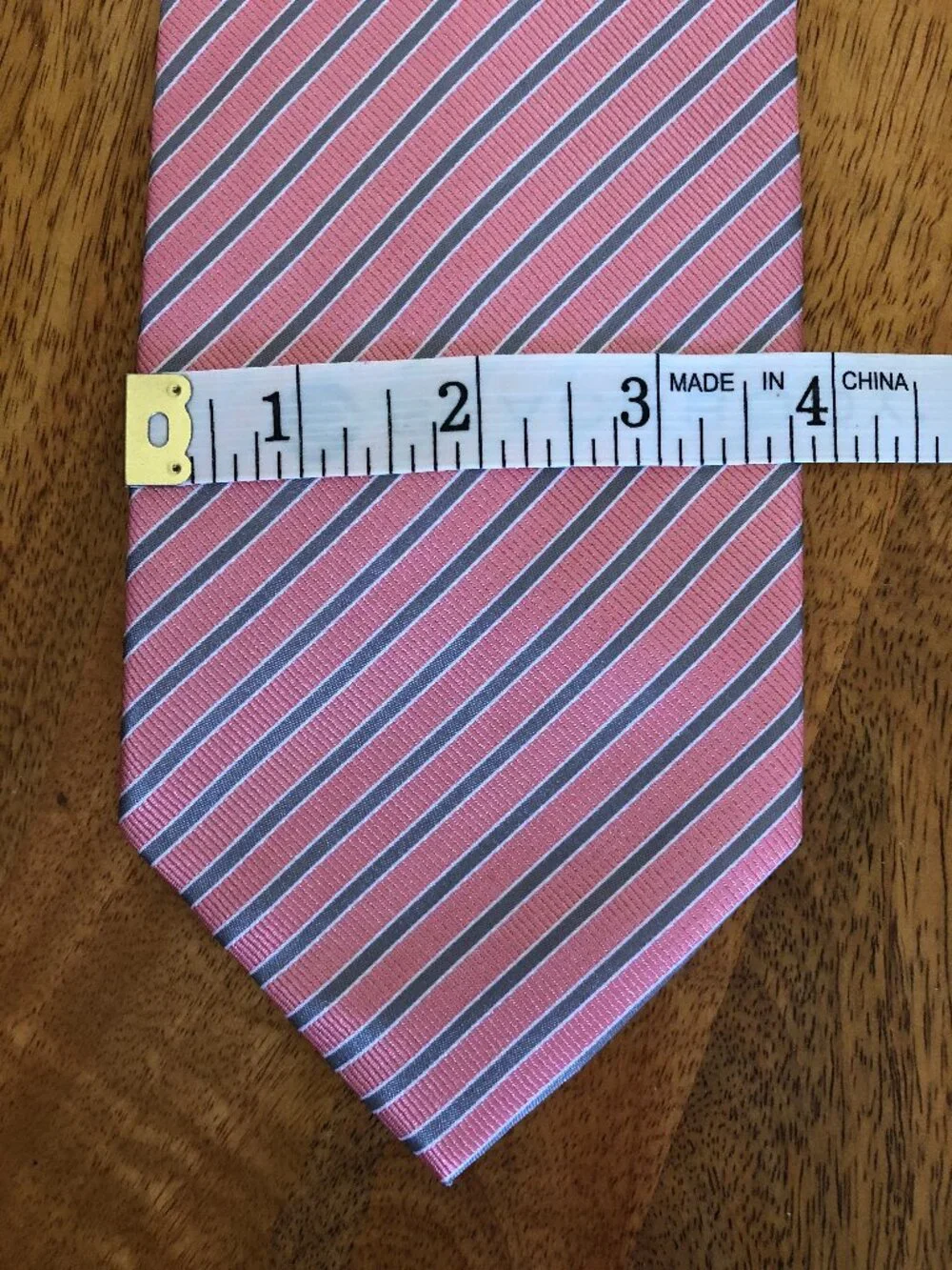 Vivaldi Men's Silk Tie Pink and Gray Diagonal Stripes
